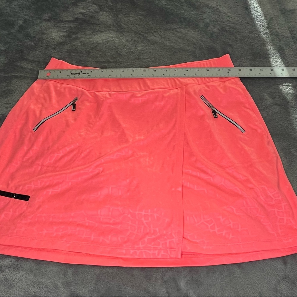 jamie sadock 16 Coral Pink Athletic Skort with Zip Pockets and faux leather trim - Picture 5 of 12